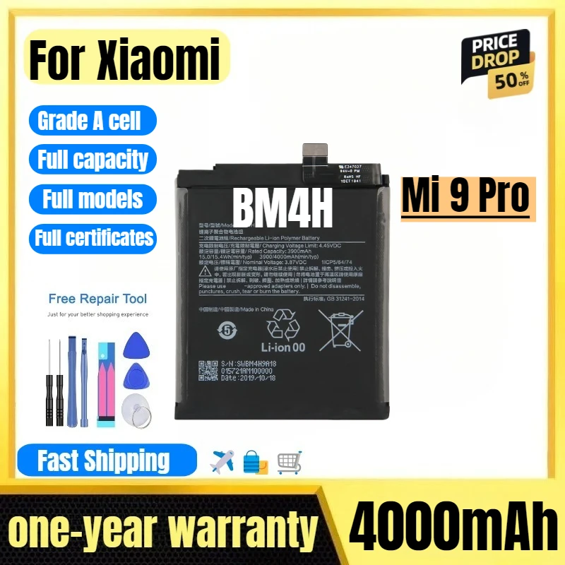 

BM4H for Xiaomi Mi 9 Pro Mobile Phone Battery High Quality High Capacity Battery Replacement Bateria Grade A Cell with Tools