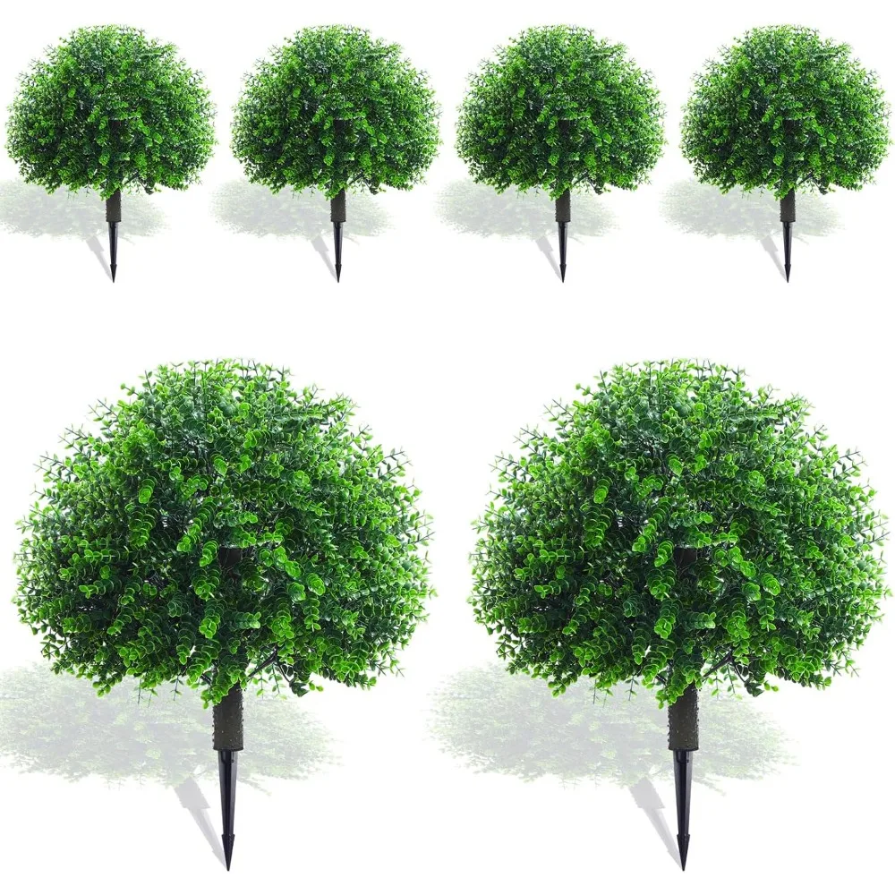 

6 Pieces of 18 Inch Artificial Boxwood Balls, Pruning Trees, Artificial Outdoor Plants, Shrubs, UV Resistant Artificial Shrubs
