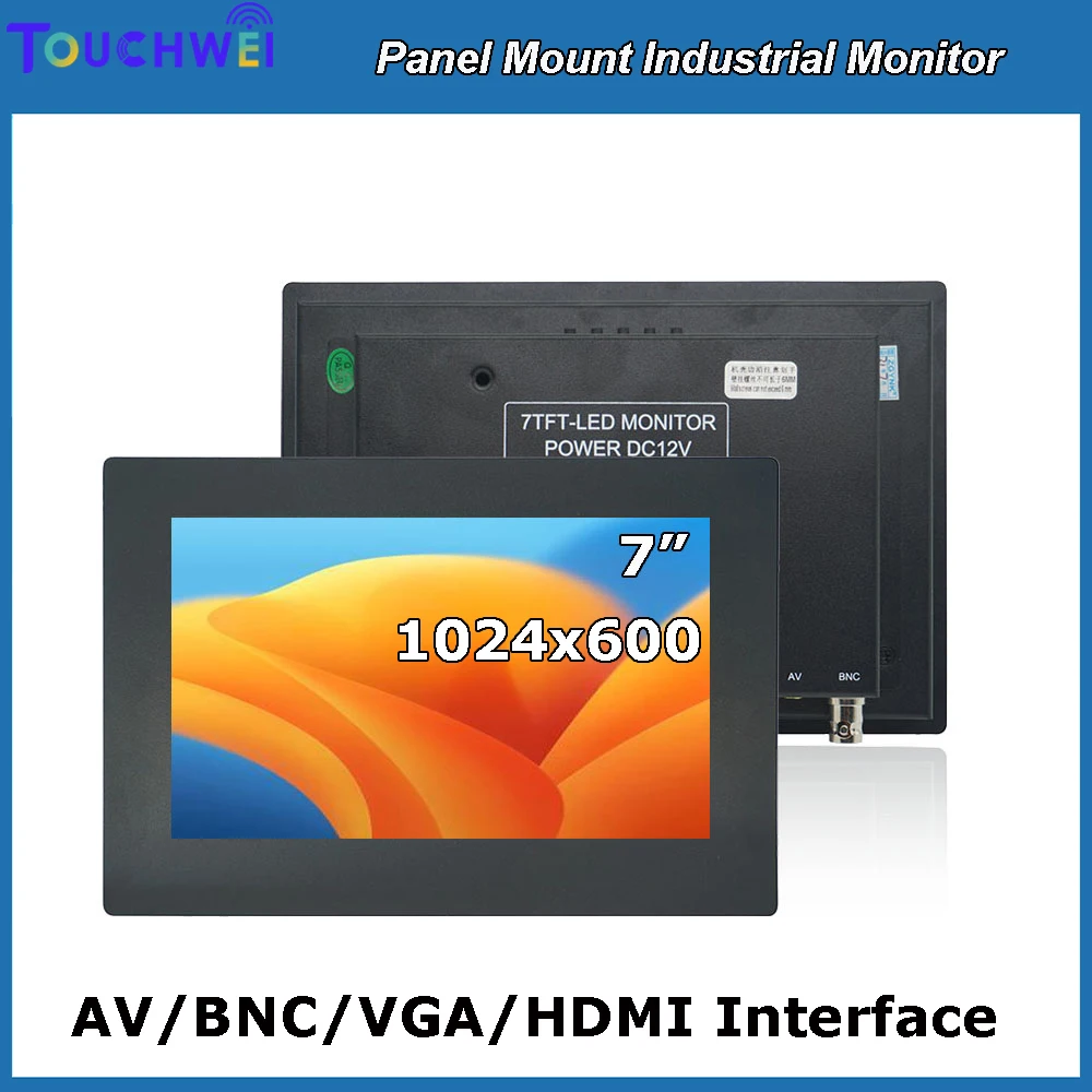 

TOUCHWEI Small Size 7" Panel Mount Style 1024x600 Widescreen Touchscreen LCD Monitor 16:9 With VGA HDMI Interface