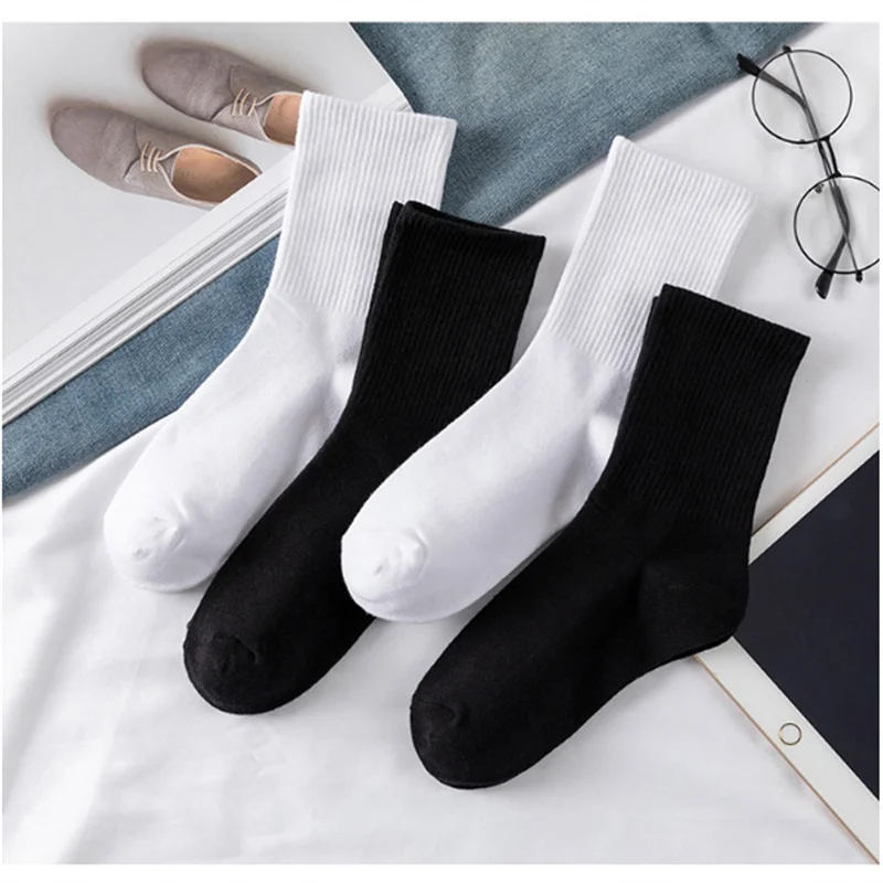 5 Pairs Fashionable Steady Solid Colour Black White Mens Socks Summer Autumn Vintage Student Boys Short Mens Low Ankle Socks