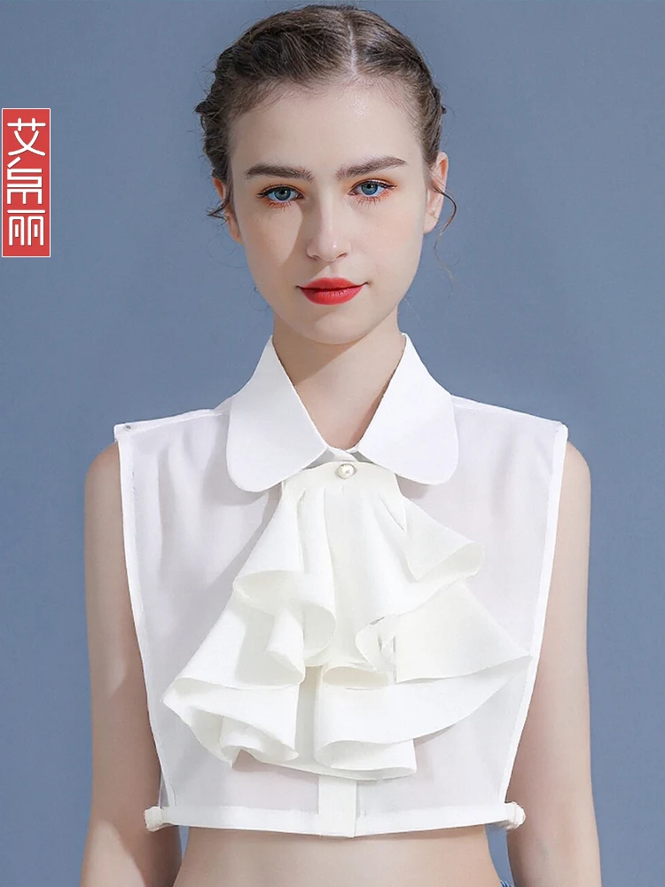 多用途ドールカラー-フェイクカラー-レディース-ベースラウンドネック-オーラルデコレーション-ホワイト-カジュアル-スリーピュアカラー-冬シーズン