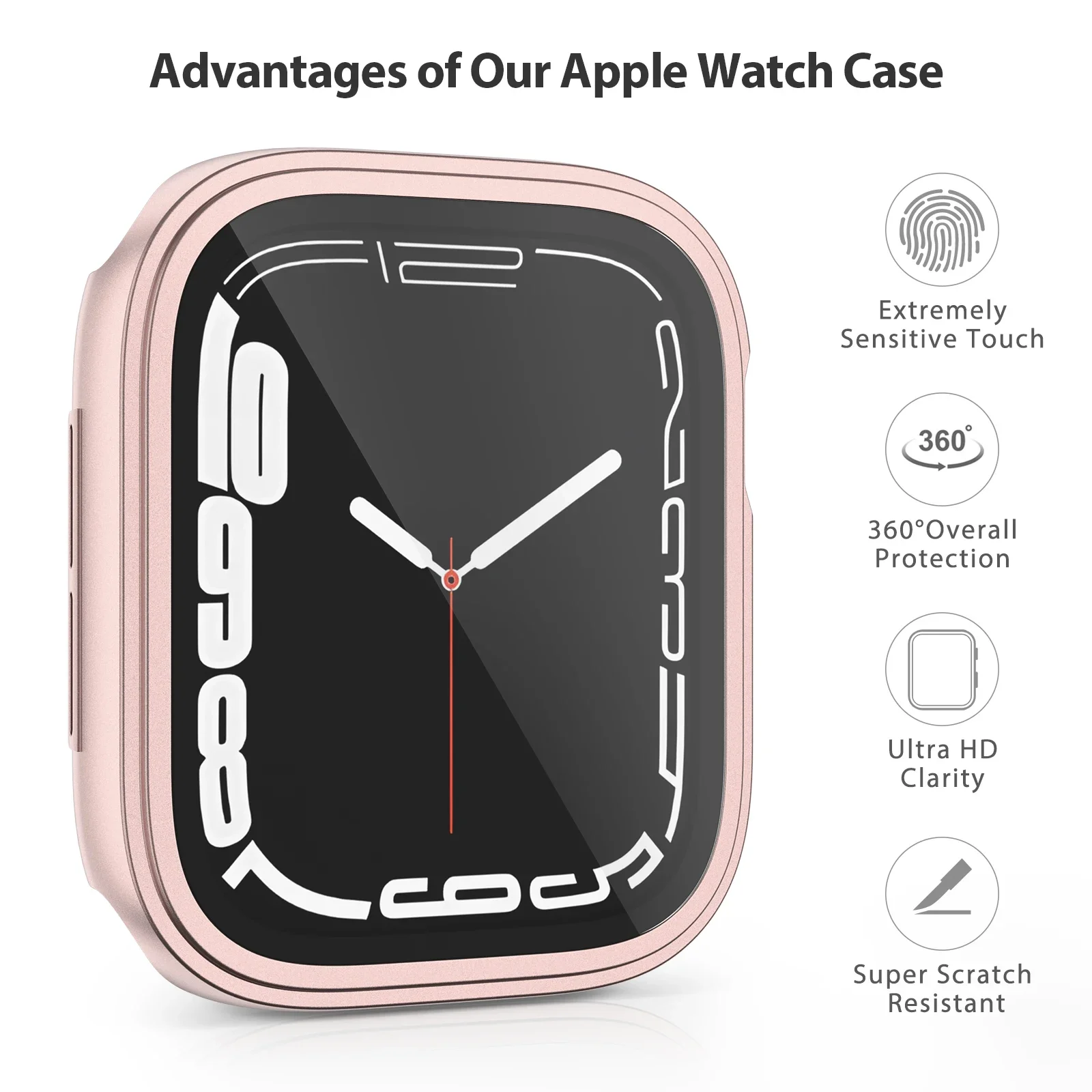 Tempered Glass Watch Case for Apple Watch Series 7 8 2 3 4 5 6 Cover Screen Protective Film for iWatch 40mm 41mm 44mm 45mm Shell