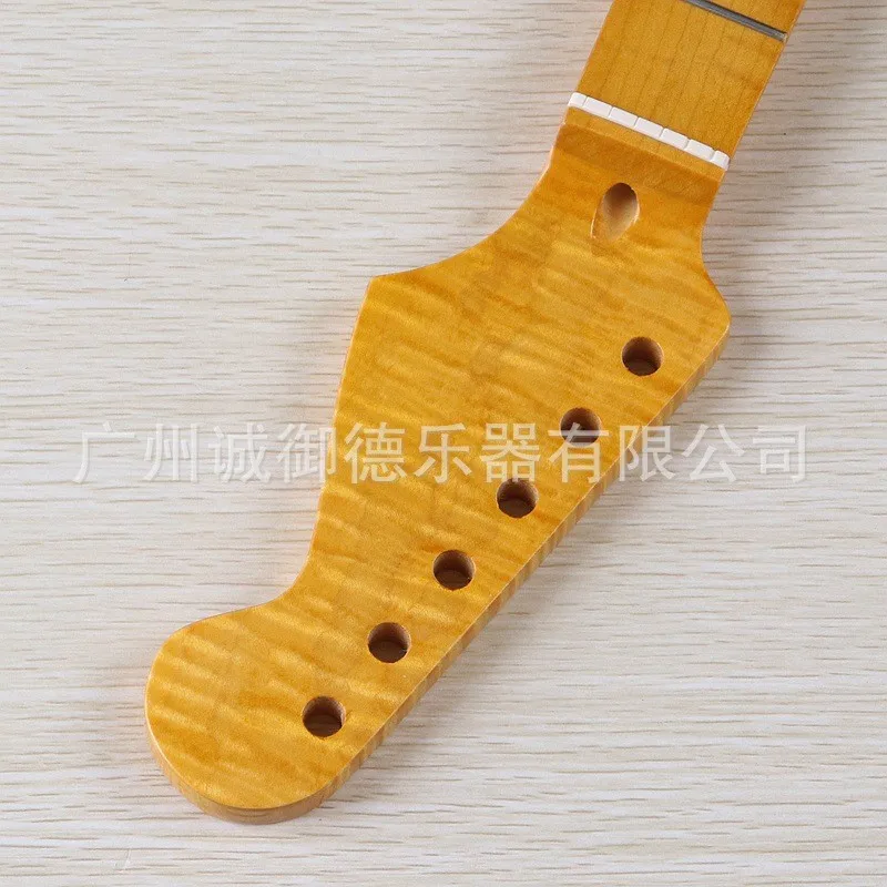 6 strings 22 frets tiger stripe yellow plus maple glossy handle electric guitar neck accessories assembly DIY