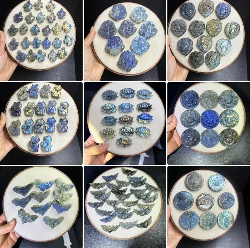 1pc Natural Healing Blue Fire Labradorite Carving Animal Beautiful Rainbow Flash Labradorite Carving for PDecoration or Gift
