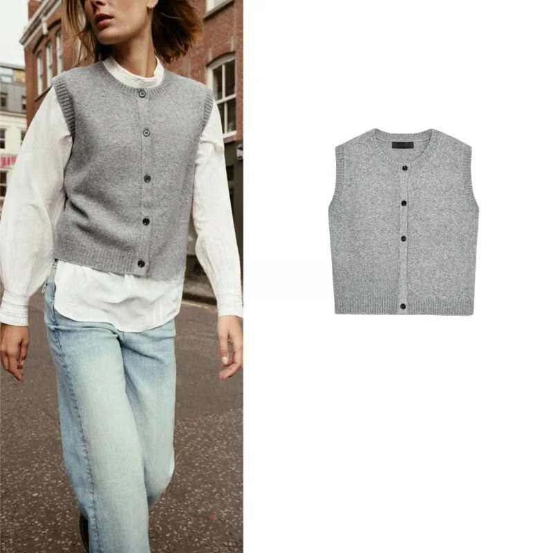 Doux rond Ne Svel tricoté gilet tapis Sle femmes nouveauté fibre de Polyester tenue décontracté saison d'automne