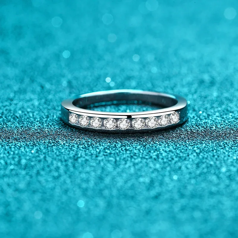 

HAIMATONG PT950 Platinum Ring Children's Simple Ring Set with One Row Ring 27 Cent Moissanite Factory Direct Supply