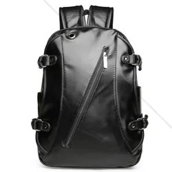 Backpack Fashion Pu Leather Travel Bag Casual School Bag Men External Usb Charge Waterproof Backpack Leather Bookbag