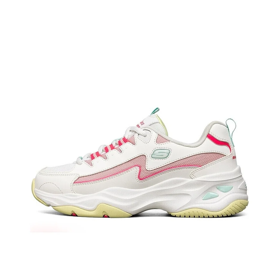 skechers-d'lites-40-scarpe-da-ginnastica-basse-con-suola-spessa-realizzate-in-tessuto-e-pelle-sintetica-modello-da-donna-colore-bianco-rosa-e-giallo-149491-wmlt