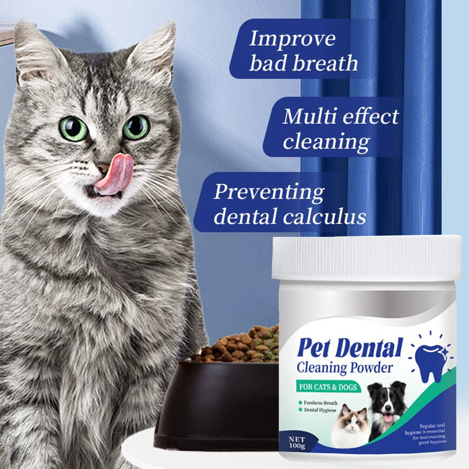 Dog And Cat Teeth Cleaning Powder ReducesTartar And Calculus, Pet Teeth Cleaning Powder For Oral Cleaning And Bad Breath Removal