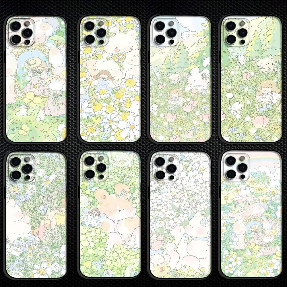 

Girl Hanada healing department Phone Case For iPhone 16,15,14,13,12,11 Plus,Pro Max, Others Soft Black Cover
