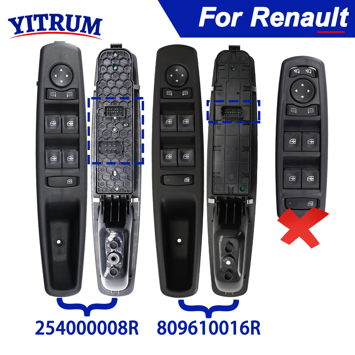 

254000008R 809610016R For Renault Megane MK3 2008 Fluence L30 2010-2016 Master Driver Side Power Window Control Switch
