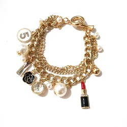 Trendy Pearl Tassel Bracelets for Women Bijoux Crystal No.5  Luxury Pulseiras Feminina Gift Jewelry