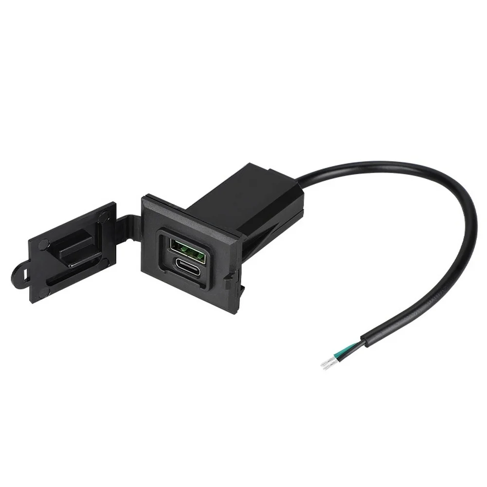 12V USB-Autoladegerät mit QC3.0 PD30W Dual-Port-Ladeanschluss, quadratische Form, für Motorrad, Wohnmobil, Boot, Schiff