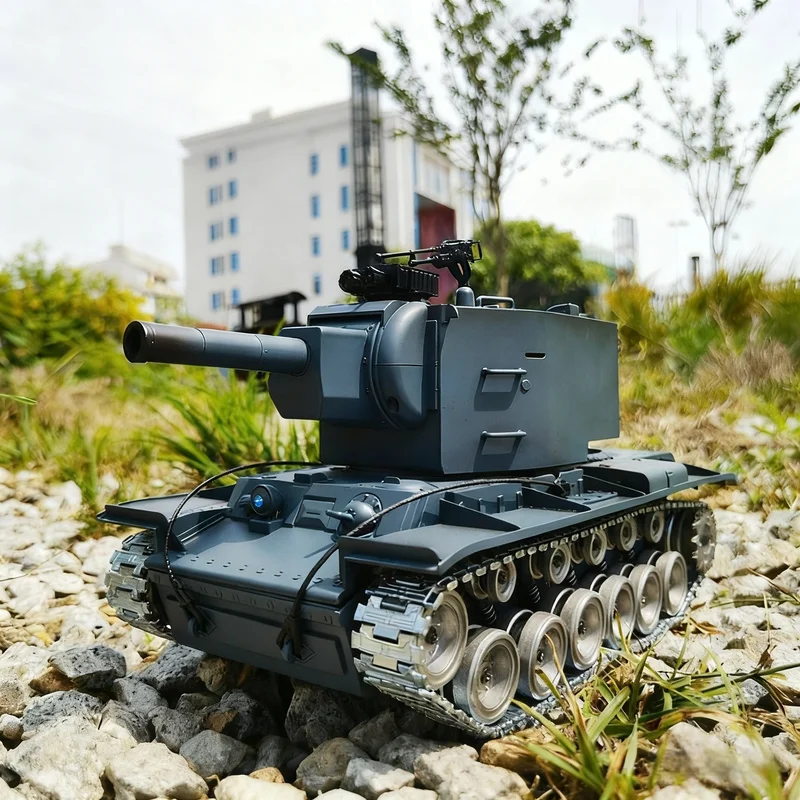 Nowy radziecki czołg KV-2 zdalnie sterowany, model kolekcjonerski ze stopu w skali 1:18, zabawka gąsienicowa dla chłopców, prezent urodzinowy, motyw z czasów II wojny światowej.