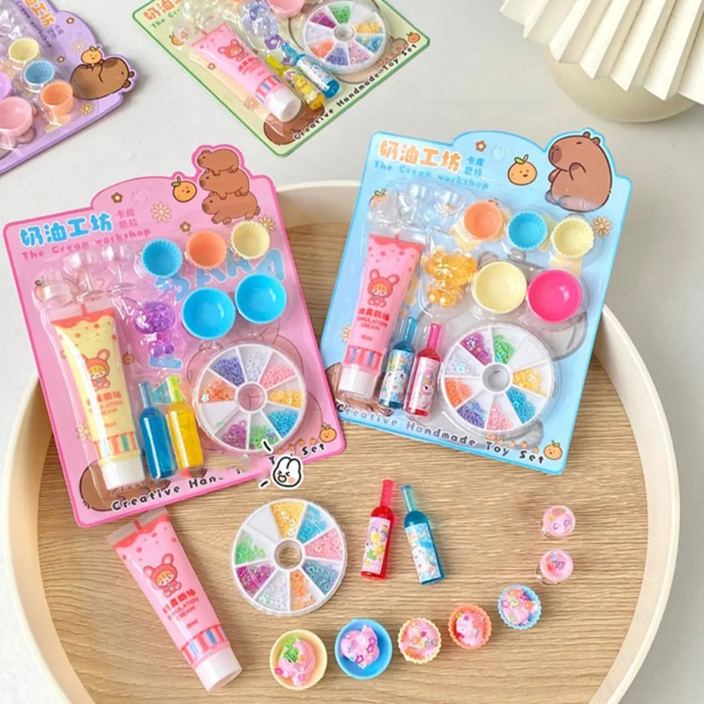 Set krim buatan tangan Mini, dekorasi mainan pembuatan Model kue kreatif, Set krim simulasi lucu kartun, pembuat makanan penutup