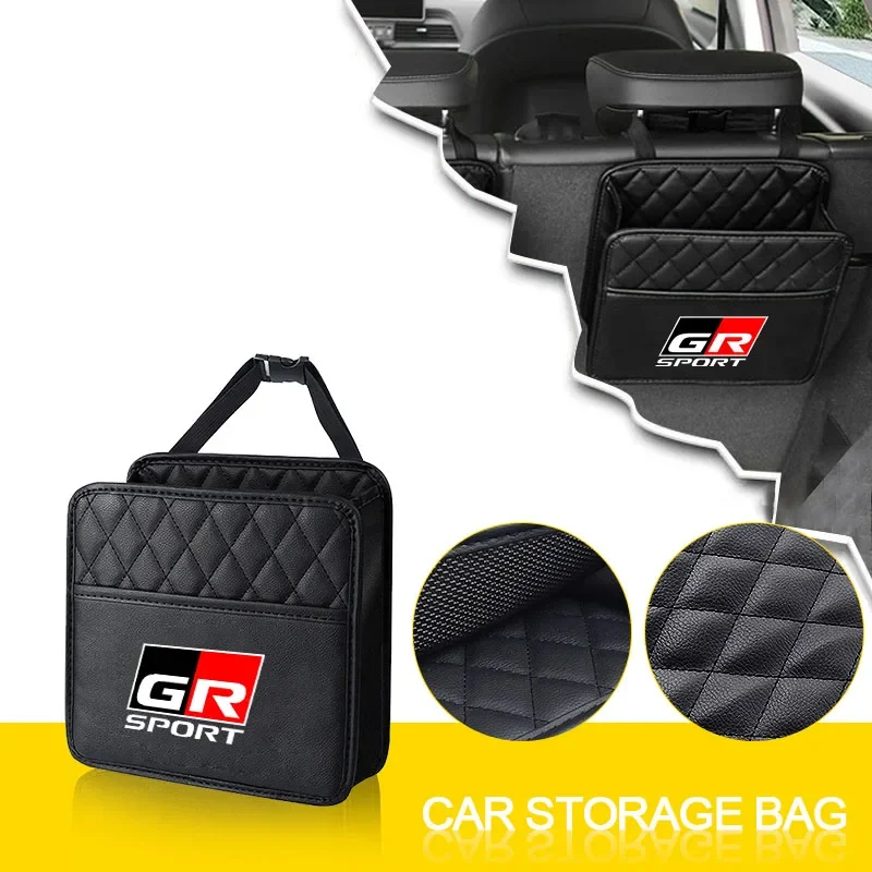 

1Pcs Car Seat Storage Bag Leather Storage Bag Accessories for Toyota GR Sport Gazoo Racing Yaris 86 Corolla Hilux Supra C-HR