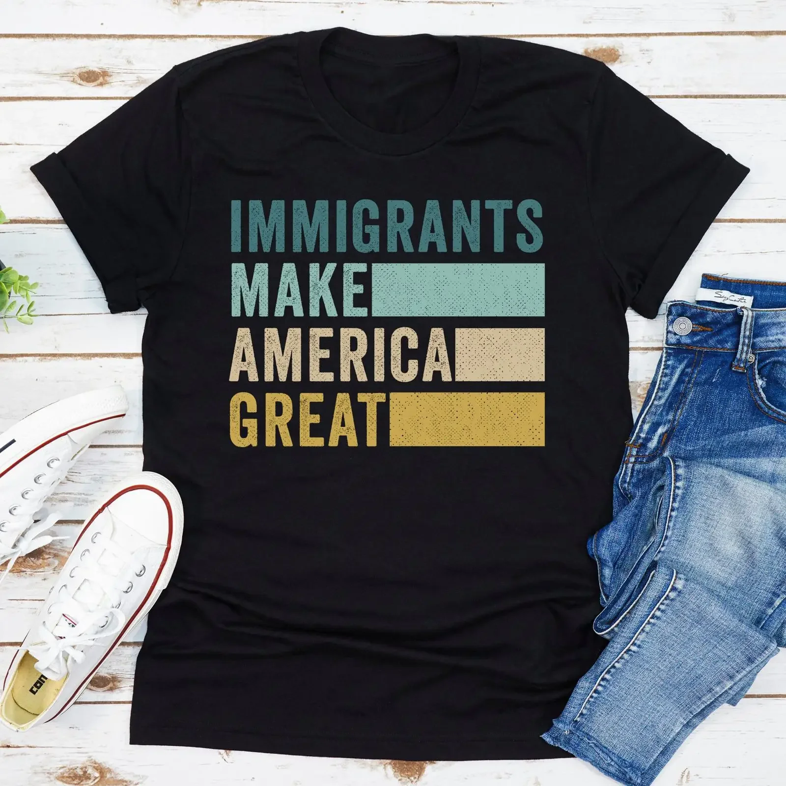 Immigrants Make America Great T Shirt Human Rights ActivisT Equality Refugees Welcome vintage Washed designer clothes