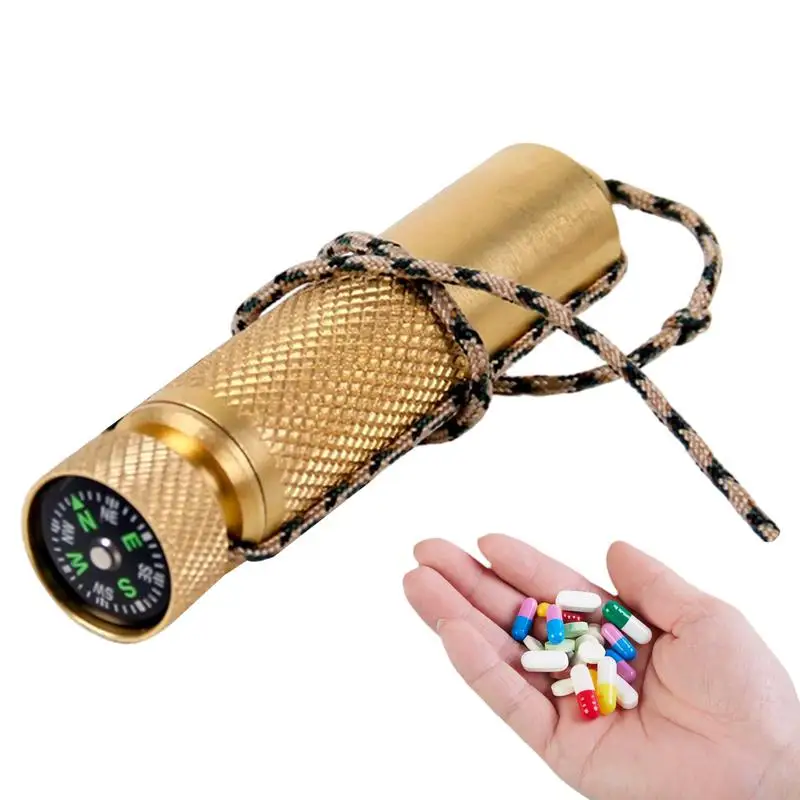 

Brass Match Case Keychain Storage Box For Pills Carved Housing Small Match Tube For Toothpicks Fishing Threads Earplugs Spices