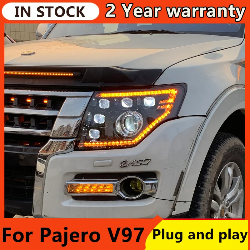 

For Mitsubishi Pajero V97 LED Headlight 2009-2021 Headlights V93 V95 V87 DRL Dynamic Turn Signal Angel Eye LED Projector Lens