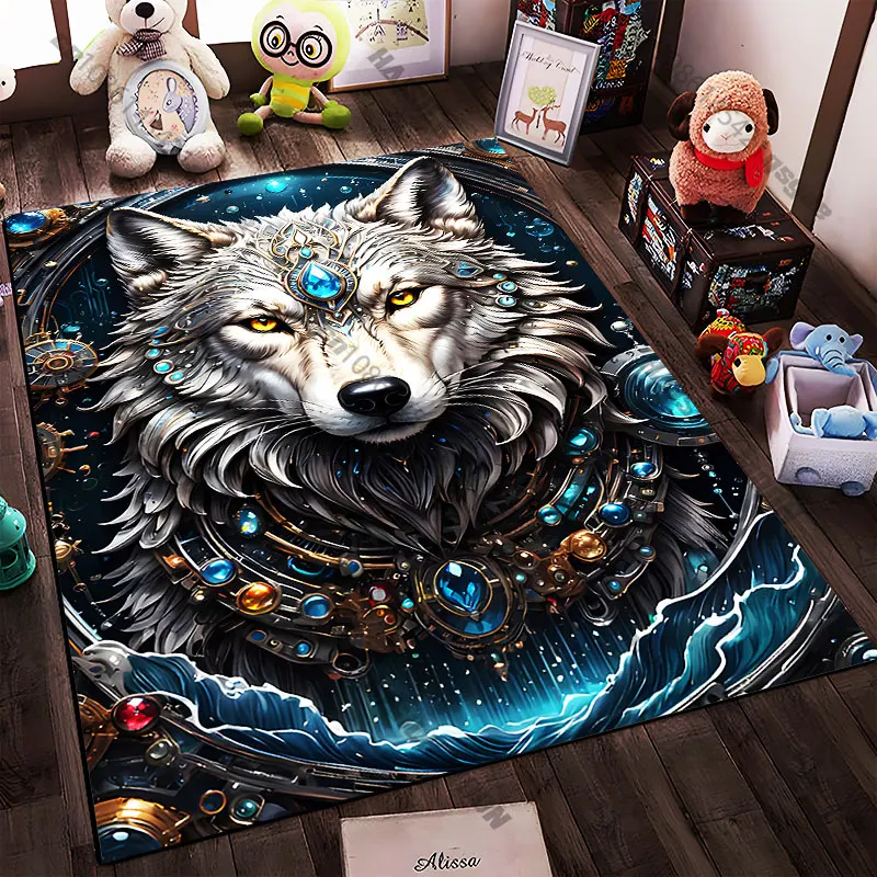 21 Sizes Mystical wolf adorned with jewels Printed Area Rugs for Adult Yoga Mats Living Room Decor Personalized Doormat