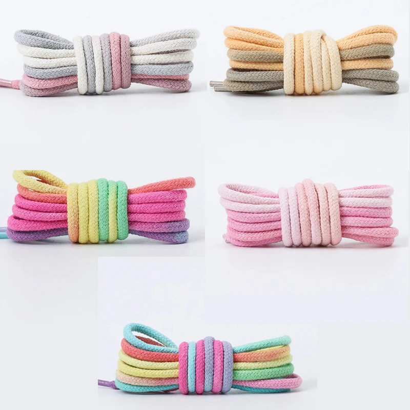 1 Pair 4mm Round Thick Rope Shoe Laces Color Braided Replacement Shoelaces Durable Shoe Strings for Sneakers Casual Board Shoes
