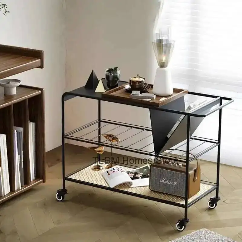 

Журнальный столик-тумба прикроватный, современный, передвижной, минималистичный, из массива, роскошный, маленький, из ротанга, на колесиках, для чайной зоны, дизайнерская мебель