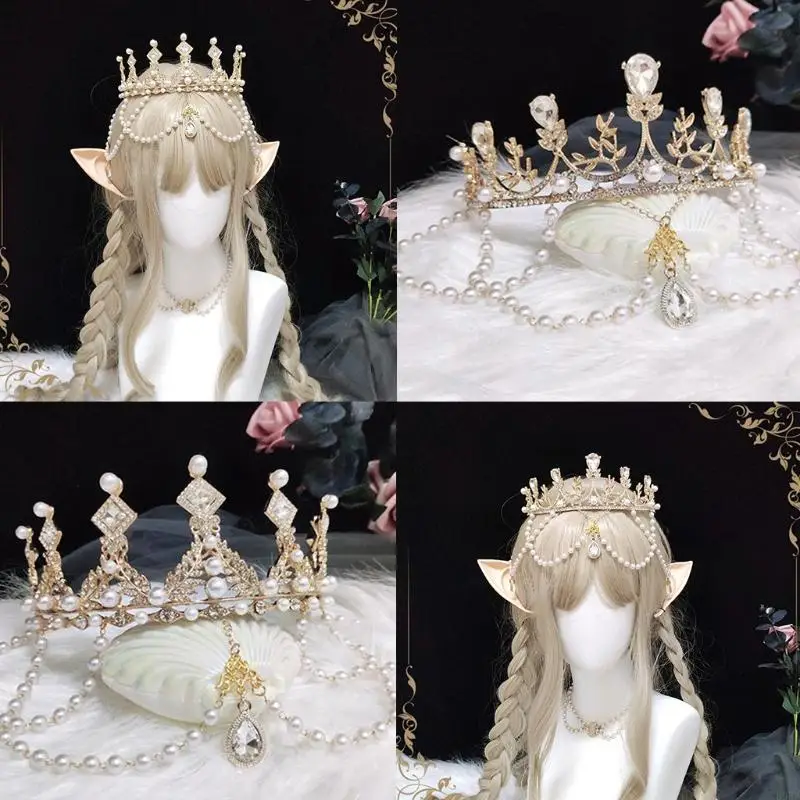 レトロロリータチャーチエンジェルオーナメント女神パールヘアクラウンコスプレヘッドドレスB95B