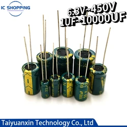 Capacitor de alumínio, alta freqüência, baixa resistência, 10V, 16V, 25V, 35V, 50V, 63V, 100V, 400V, 450V, 100, 220, 330, 1000, 2200, 3300, 4700, 6800UF