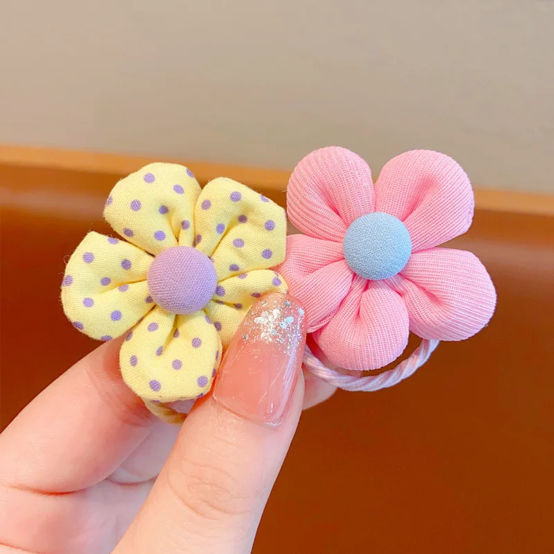 Children\'s High Beauty Flower Hair Ring Little Princess Rubber Hair Ornament High Elastic Tie Horse Tail Scrunchies Headwear