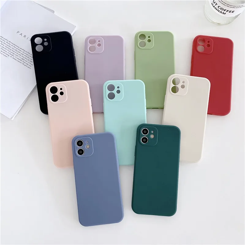 

Ultra Thin Shockproof Silicone Phone Case For iPhone 12 11 13 Pro Max XS X Case for iPhone XR 7 8 Plus Color Soft Cases