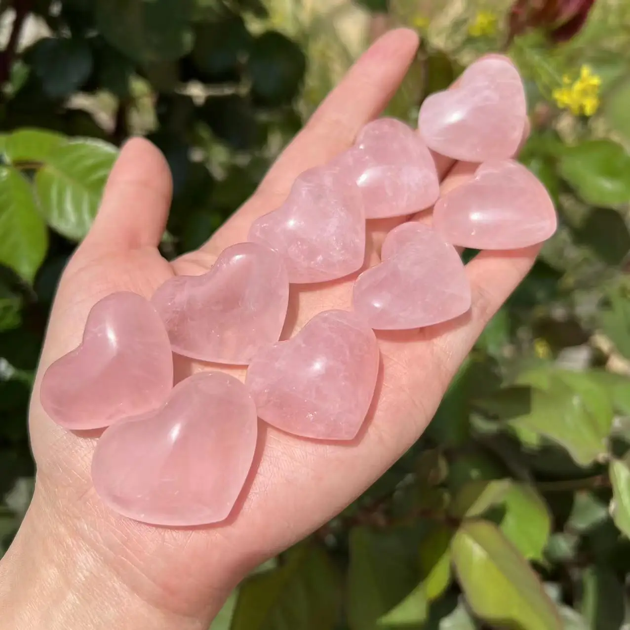 Natural Rose Quartz Crystal Pink Quartz Heart Shaped Crystal DIY Making Necklace Pendant Jewelry Gift