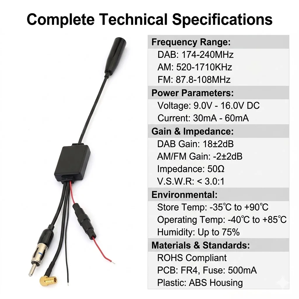 Eightwood Conversion DAB/DAB+ to FM/AM Car Radio Antenna Aerial Converter Signal Splitter  Amplified for Sony DAB