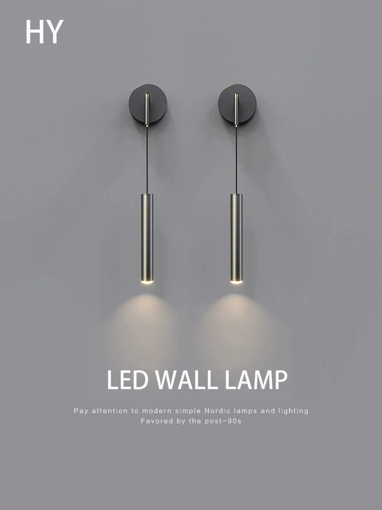 

Led Wall Lamp Minimalist Bedside Light Bedroom Lamp Living Room TV Background Hanging Long Wire Lighting Home Decoration