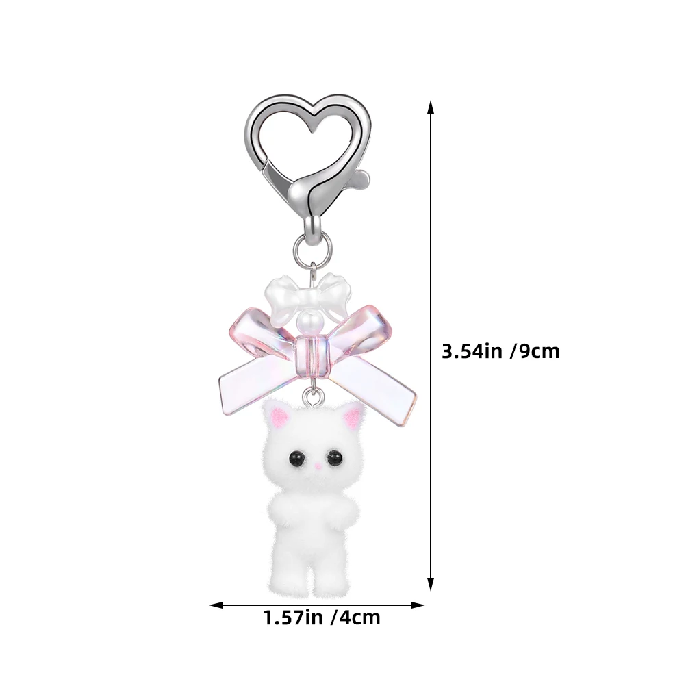 2 pcs Cat Keychain Cute Resin 3D Design Bag Charms Keychains Lightweight Animal Girl Phone Hanging Pendant Backpack