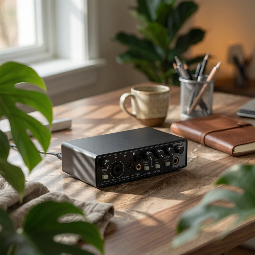 USB Audio Interface External Audio Interface with Loopback Sound Card Studio-Quality Hardware Plug-and-Play for Podcasters
