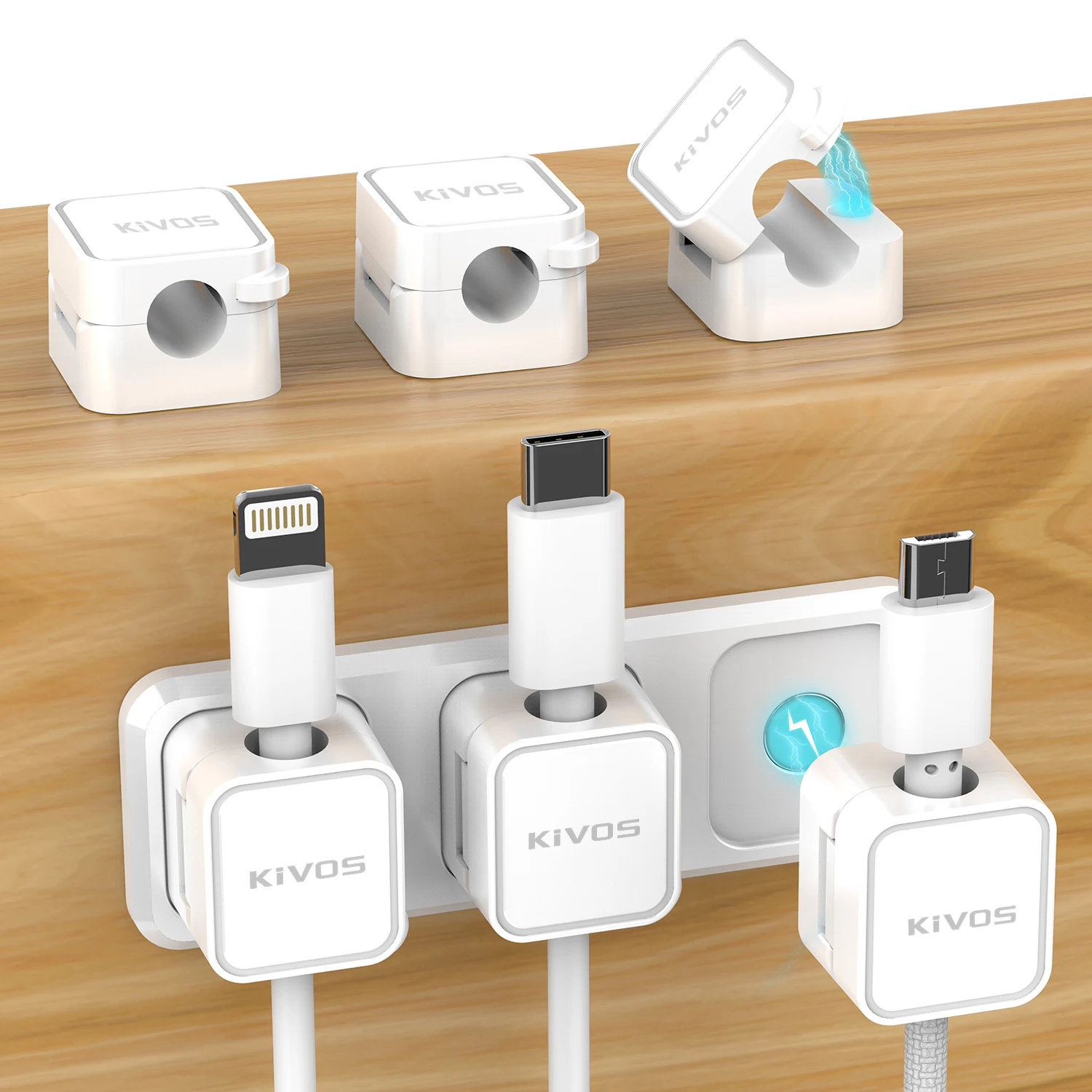 Cord Organizer,Desk Cable Management Clips, Phone Charger Cord Smooth Adjustable，6+1ack