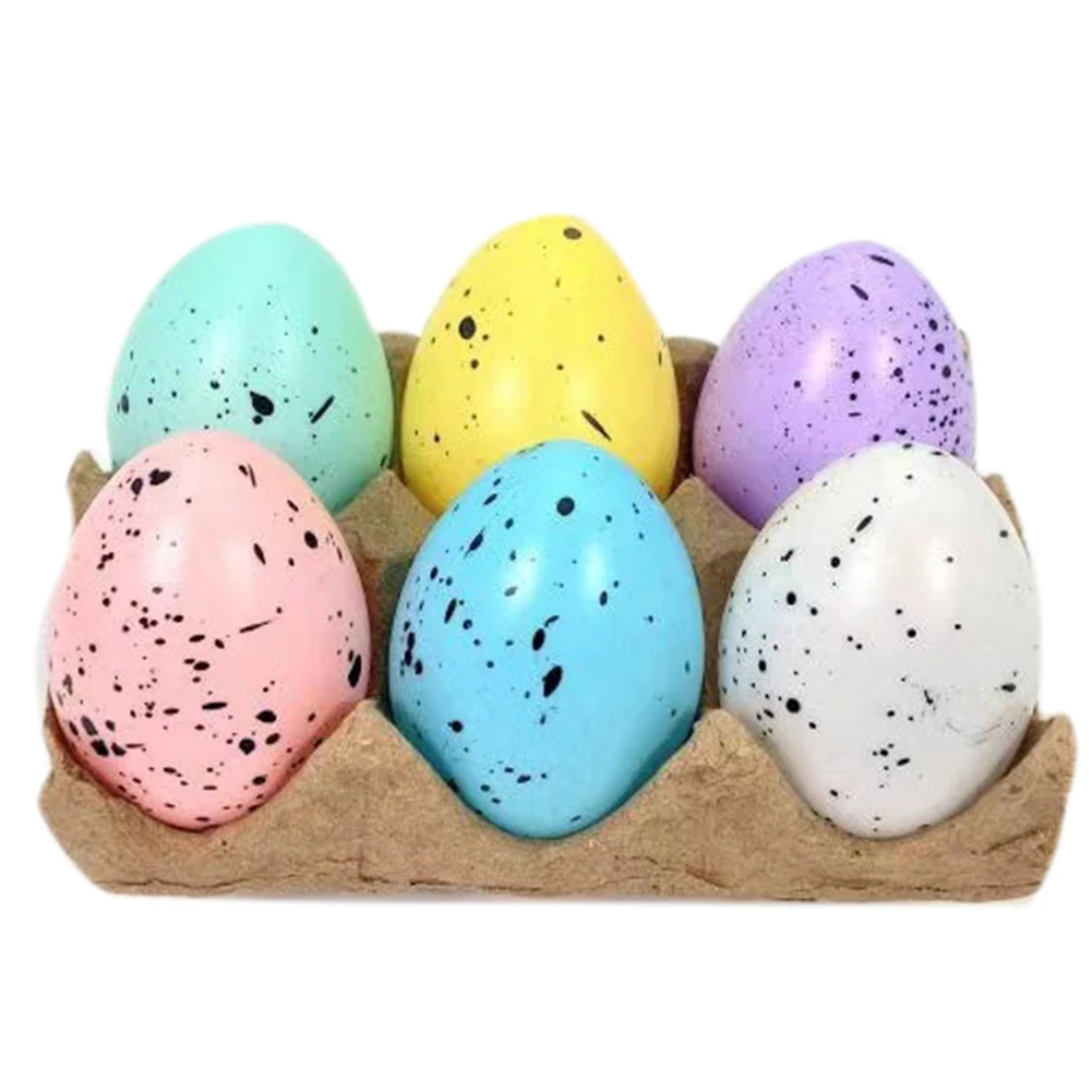 Colorful Spotted Easter Eggs 6-Pack Carton Decorative Clear Plastic Packaging