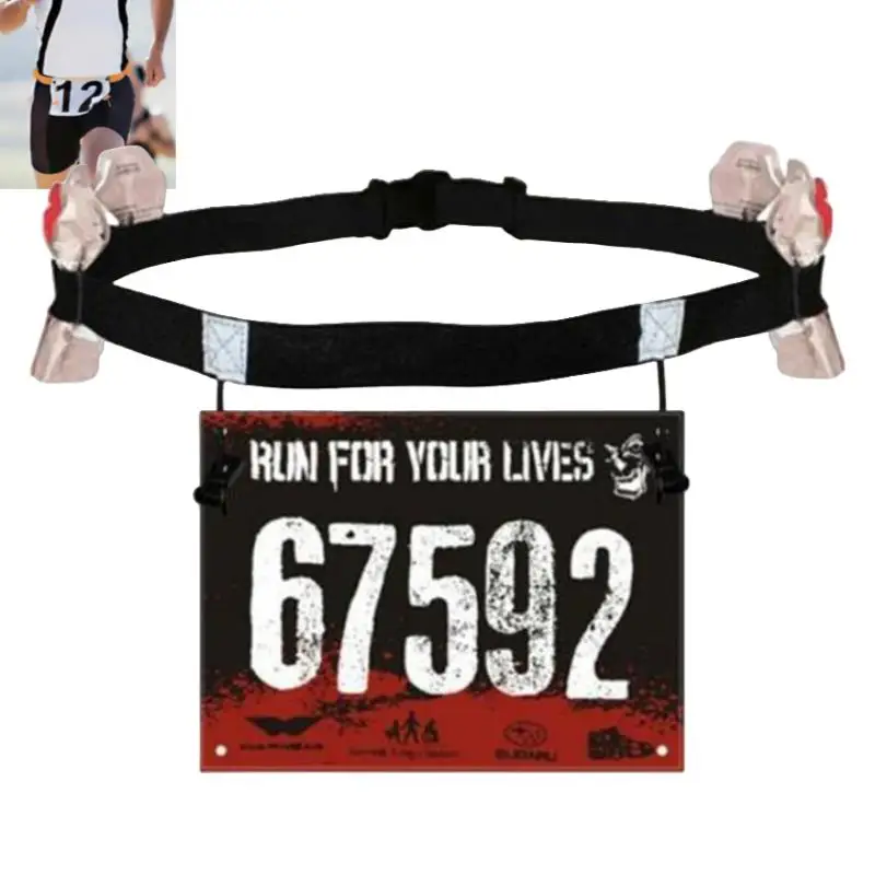 Outdoor-Laufgürtel für Triathlon und Marathon mit Nummernhalter und Gelhalter, Stoffgürtel, Fitnesszubehör für Motorradfahrer und Gymnastiker