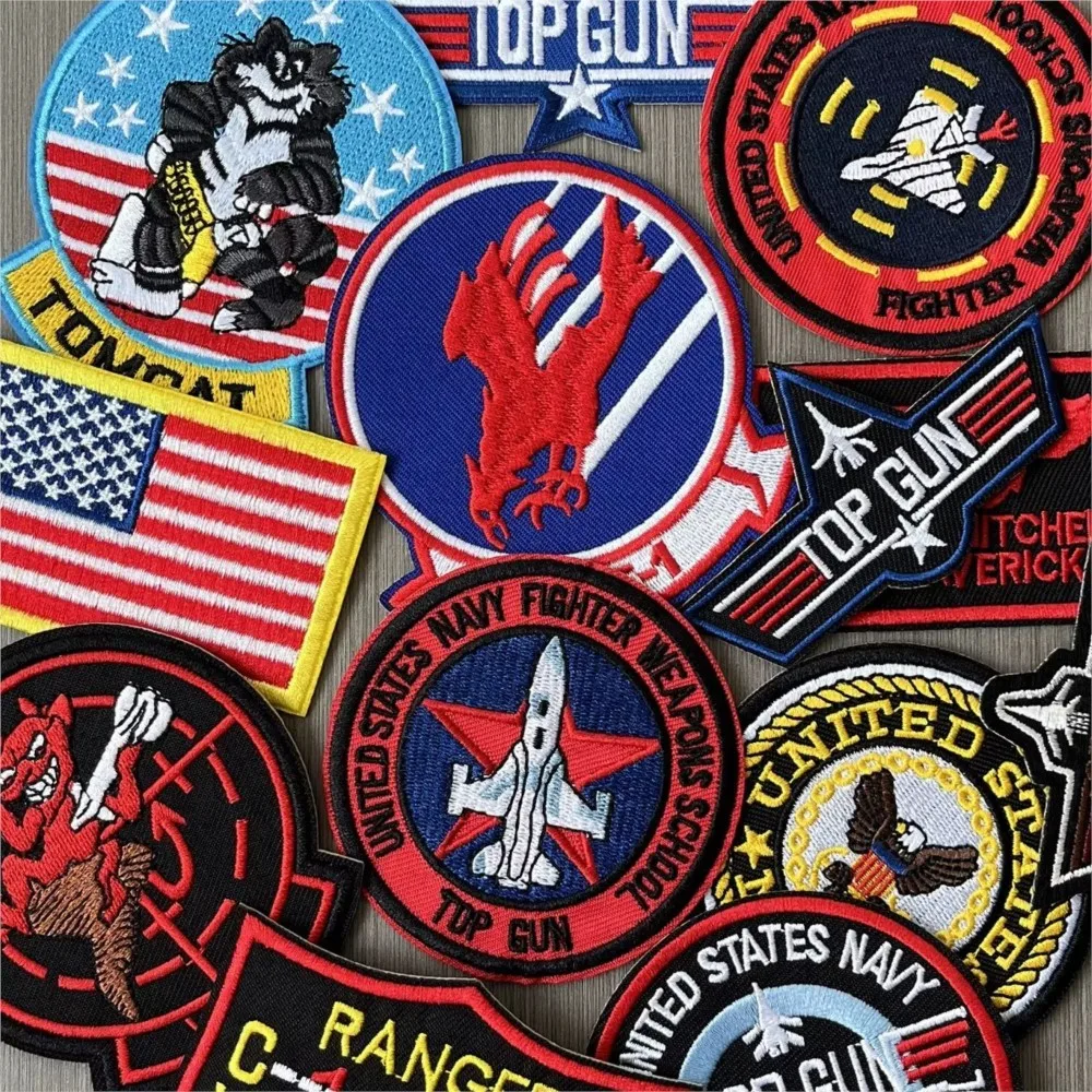 Top Gun Tomcat Chapter American VF-1 Pilot Armband Iron on Embroidery Patch For Sew Clothes Badge DIY Jacket Applique Sticker