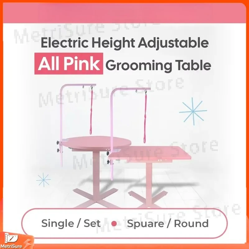 Premium Height Adjustable Dog Grooming Table Set Full Pink Plywood and Steel with Belt Holder for Small Medium Large Dogs Pet