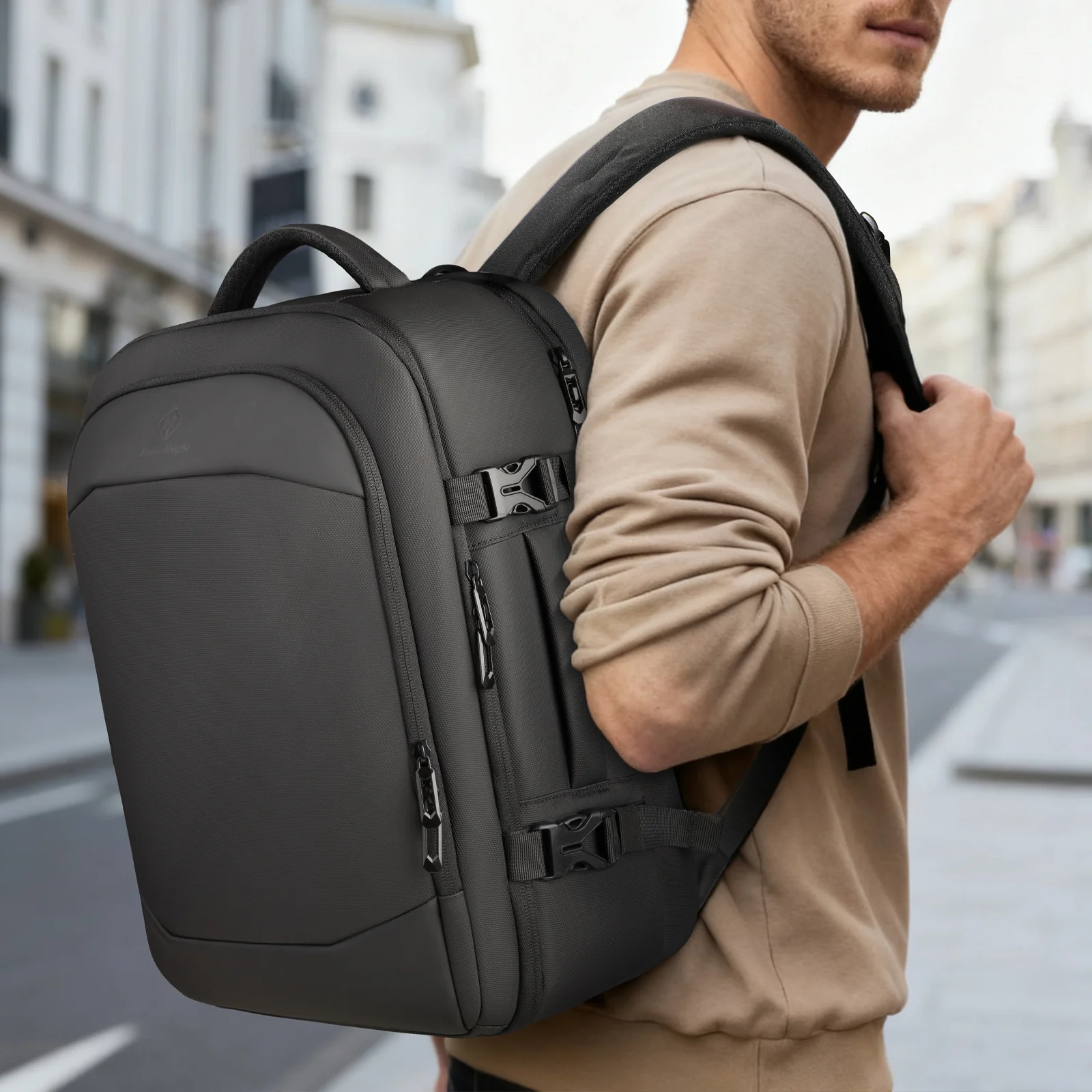 حقيبة ظهر HK Business Boarding للرجال بسعة كبيرة حقيبة ظهر للسفر مقاومة للماء مقاس 17 بوصة حقيبة كمبيوتر محمول بسيطة لعطلة نهاية الأسبوع #3