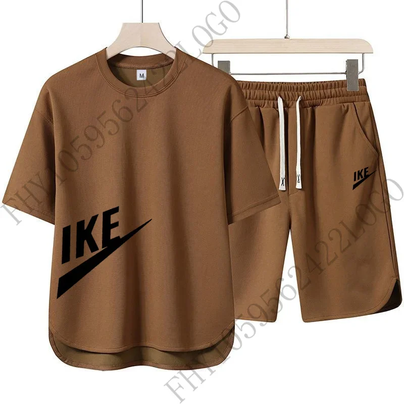 2025 Fashion and comfortable summer men's printed T-shirt + shorts Fitness jogging casual breathable sportwear two-piece set