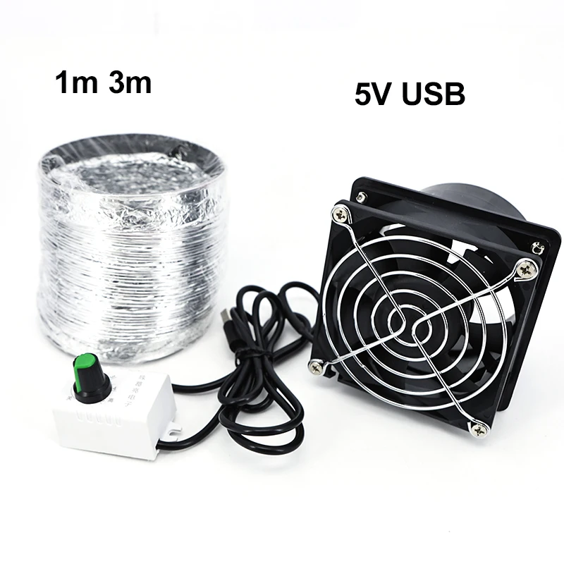 

5V USB Smoke Absorber Fume Extractor Adjustable Speed Fan 1m 3m Pipe Duct Exhuast Fan brushless Welding Equipment Accessories O2