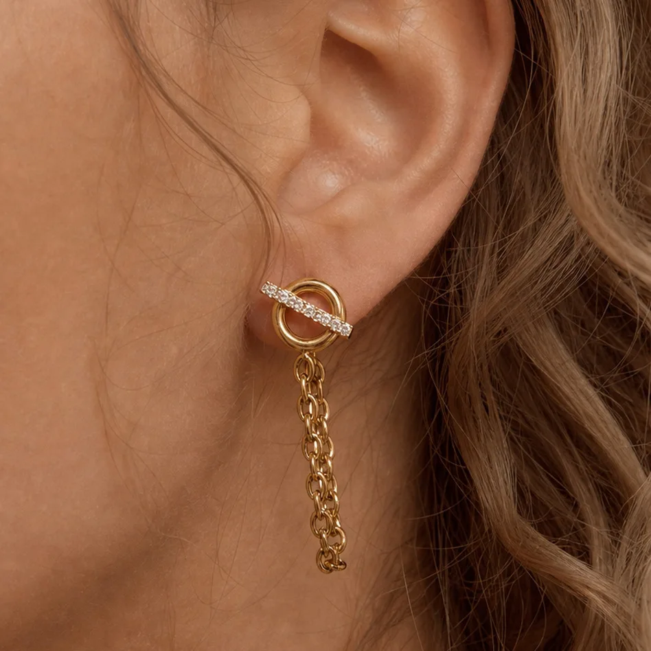 Classic Chains Tassel Earrings For Women Minimalist 18K Gold PVD Plated Stainless Steel Earrings Fashion Jewelry Gift