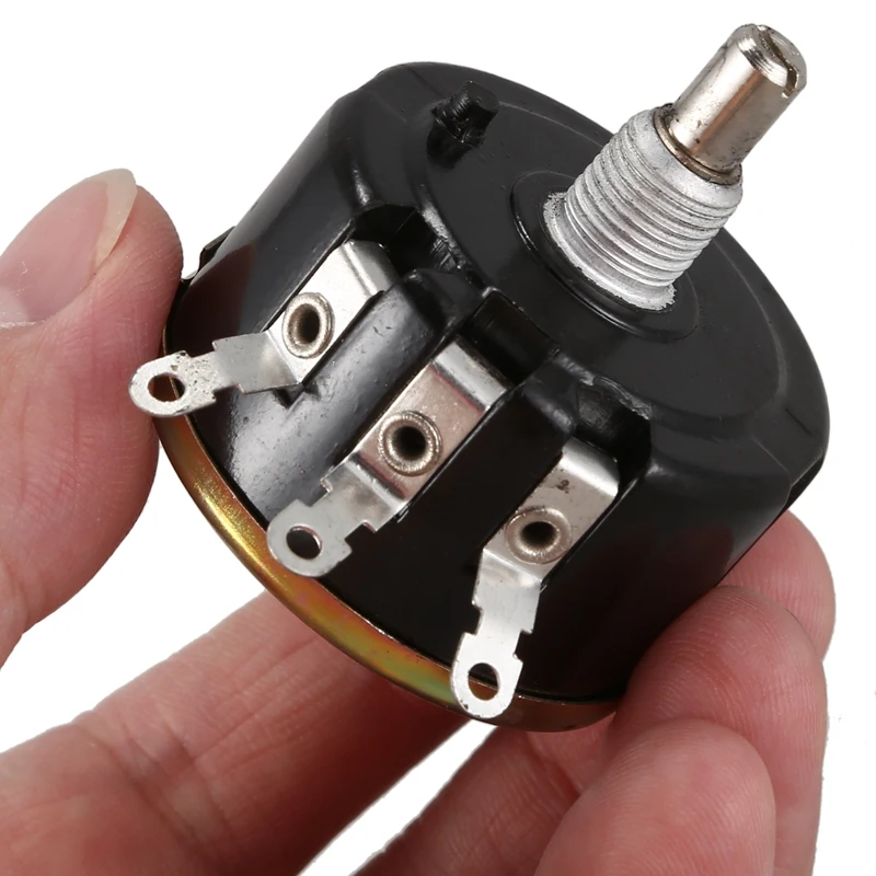 WX050 10K Ohm 5W 6Mm Round Shaft Rotary Wire Wound Potentiometer Black+Silver