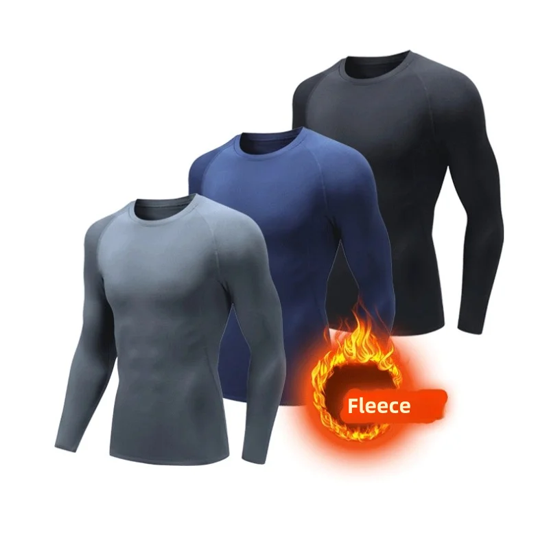 Camisetas interiores para hombre, ropa interior térmica de invierno para hombre, forro polar fino, compresión elástica, Fitness para deportes de invierno, ropa de primera capa