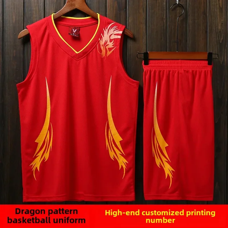 

Customized Dragon Pattern Basketball Jersey Suit For Men Women Training Competition Team Uniform Children's Basketball Shirt