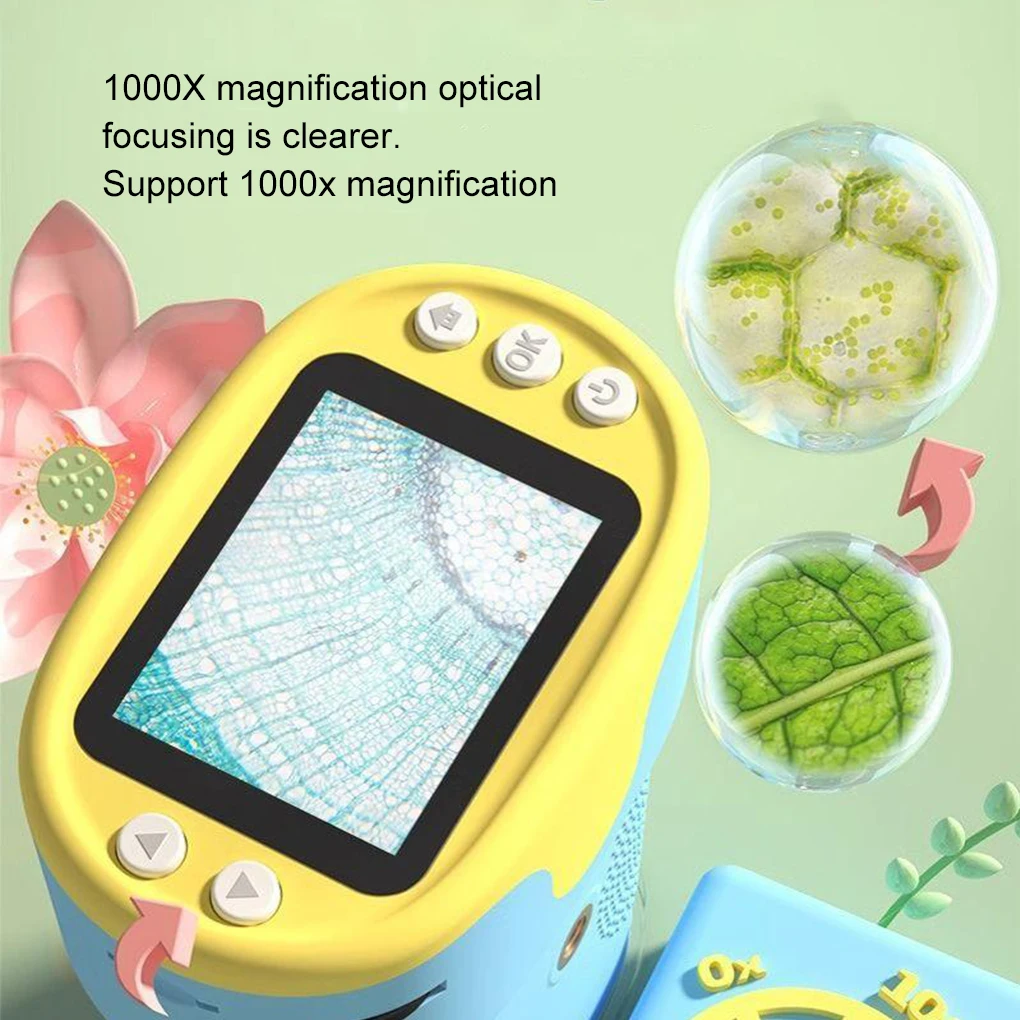 1000X Pocket Microscope Montessori Science Toys Handheld LED Light Biology Magnification Outdoor Students Teaching Gifts Toys