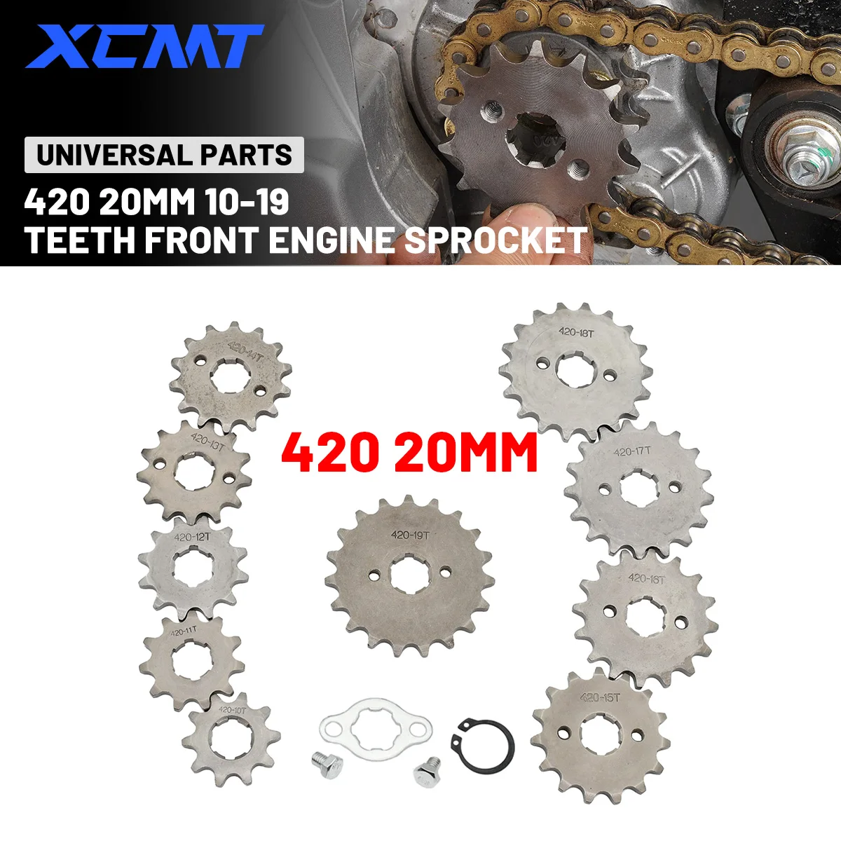 

Motorcycle 420# 20mm 10 11 12 13 14 15 16 17 18 19T Teeth Front Engine Sprocket For ATV Dirt Pit Monkey Dax Bike Go Kart Quad