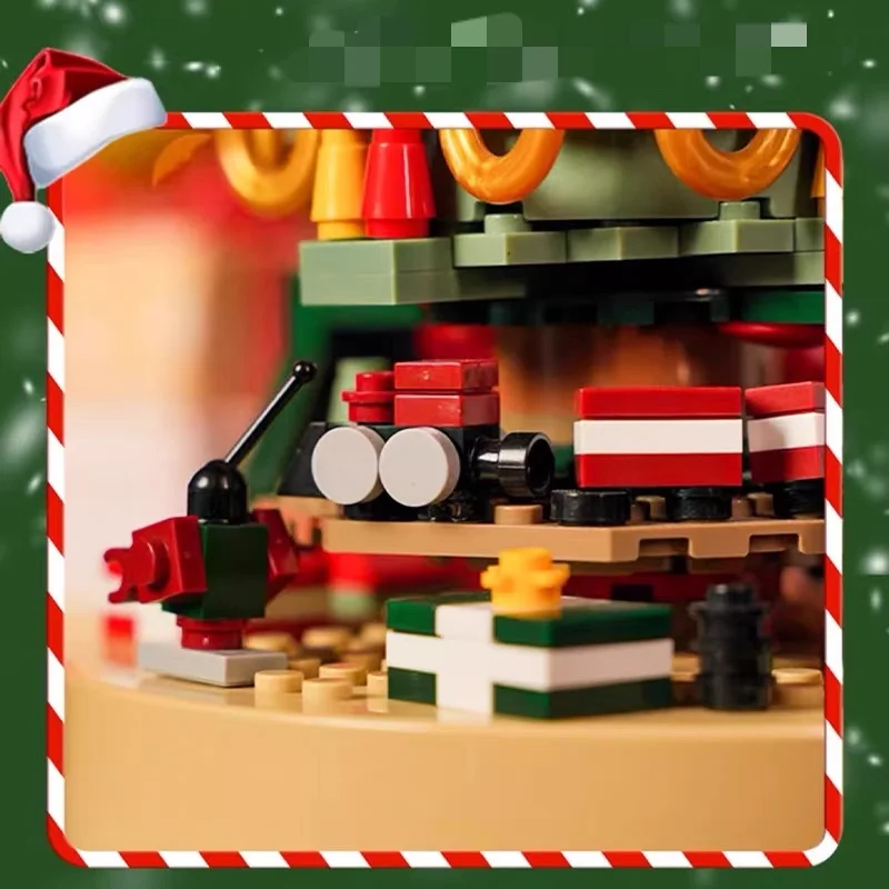 Christmas Tree Building Block Music Box Rotating Octave Box Educational Assembly Decoration Christmas Gift